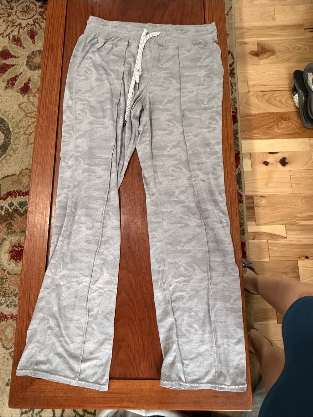Women's Gray Camo Drawstring Track Pants